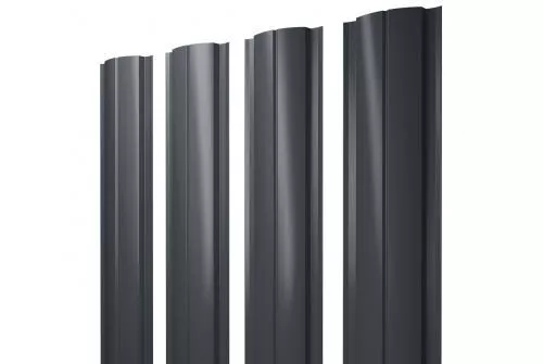 Штакетник Grand Line Slim Полукруглый 0,4 PE Matt Double RAL 7024 Мокрый асфальт купить в екатеринбурге