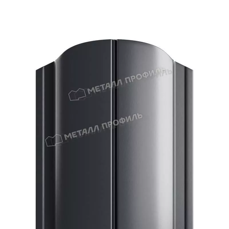 Штакетник Металл Профиль ELLIPSE-O (Закругленный) VikingMP 0,45 мм RAL 7024 Мокрый асфальт купить в екатеринбурге