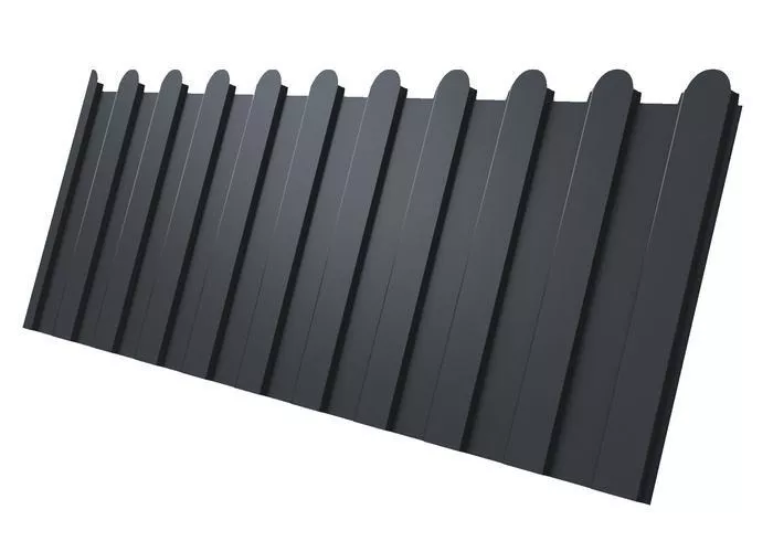 Профнастил C8 A для забора фигурный Grand Line Rooftop Matte Стальной бархат 0,5 мм RAL 7024 Мокрый асфальт купить в екатеринбурге