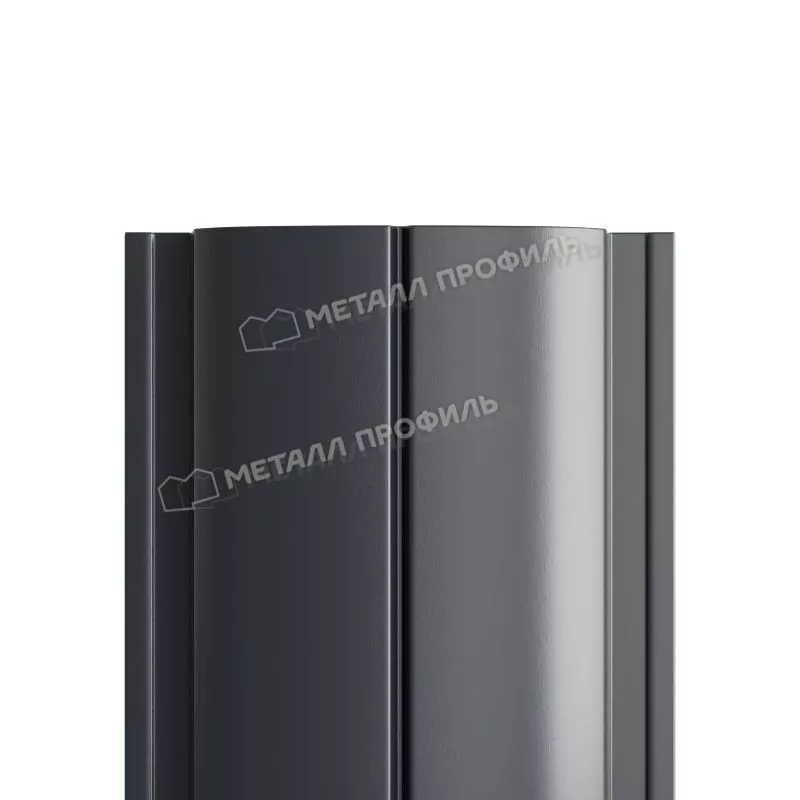 Штакетник Металл Профиль ELLIPSE-Т (Прямой) NormanMP 0,5 мм RAL 7024 Мокрый асфальт купить в екатеринбурге