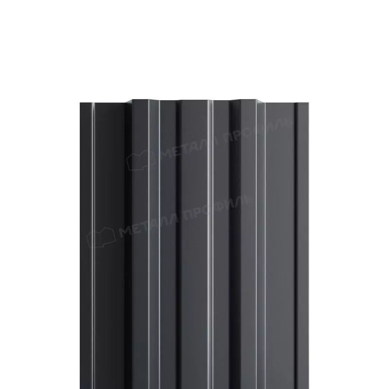 Штакетник Металл Профиль TRAPEZE-Т (Прямой) NormanMP 0,5 мм RAL 7024 Мокрый асфальт купить в екатеринбурге
