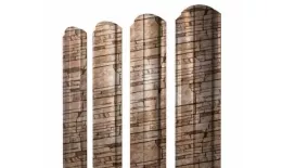 Штакетник Grand Line Slim Полукруглый фигурный 0,45 Print Elite Sand Stone Камень песчаник. Артикул: Slim_Fig_036
