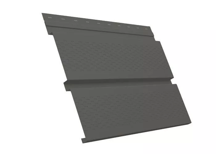 Софит металл с перфорацией Grand Line Квадро брус GreenCoat Pural Matt BT 0,5 мм RR 32 Темно-коричневый купить в екатеринбурге