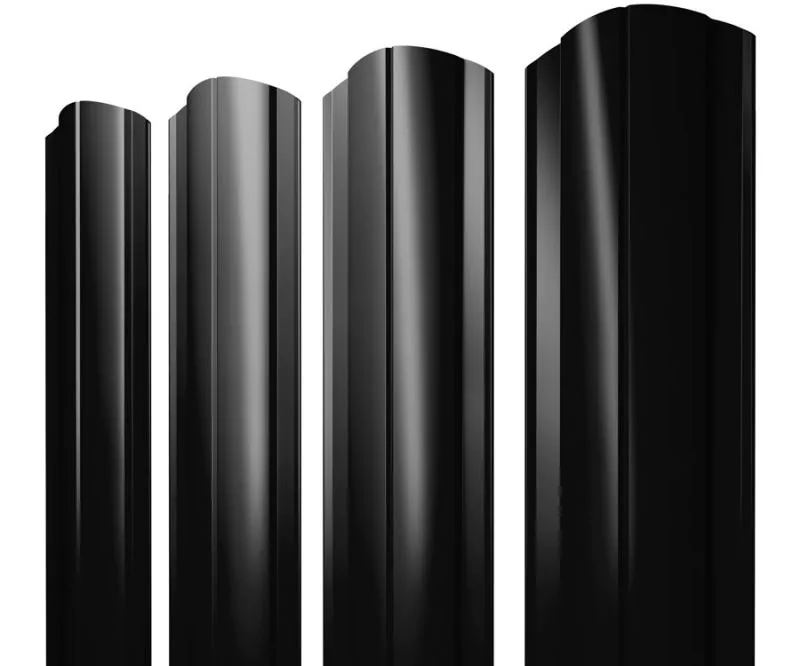 Штакетник Круглый фигурный 0,45 Drap-double TX RAL 9005 черный купить в екатеринбурге