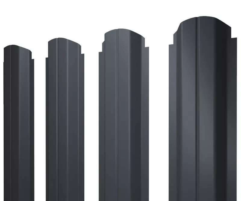 Штакетник П-образный А фигурный 0,4 PE RAL 7024 мокрый асфальт купить в екатеринбурге