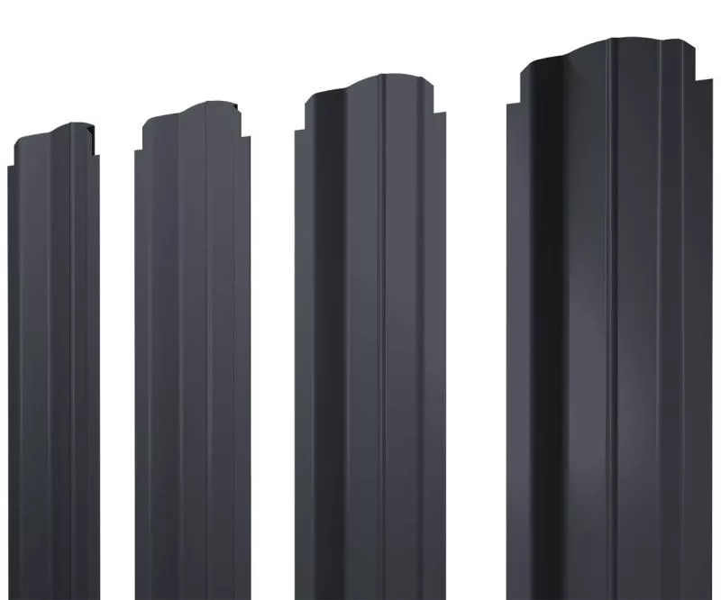 Штакетник П-образный B фигурный 0,5 Satin Matt TX RAL 7024 мокрый асфальт купить в екатеринбурге