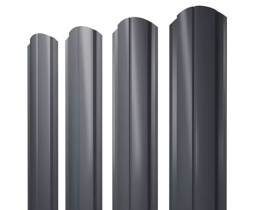Штакетник Полукруглый Slim фигурный 0,45 Drap RAL 7024 мокрый асфальт купить в екатеринбурге