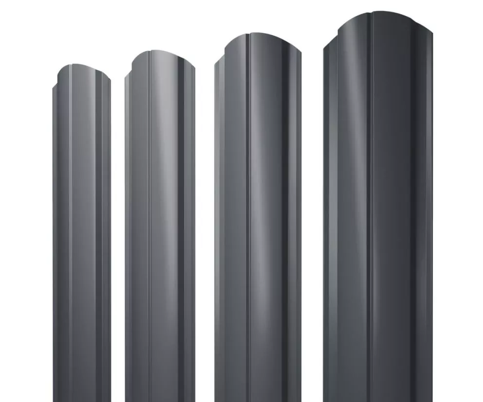 Штакетник Полукруглый Slim фигурный 0,45 Drap-double TX RAL 7024 мокрый асфальт купить в екатеринбурге