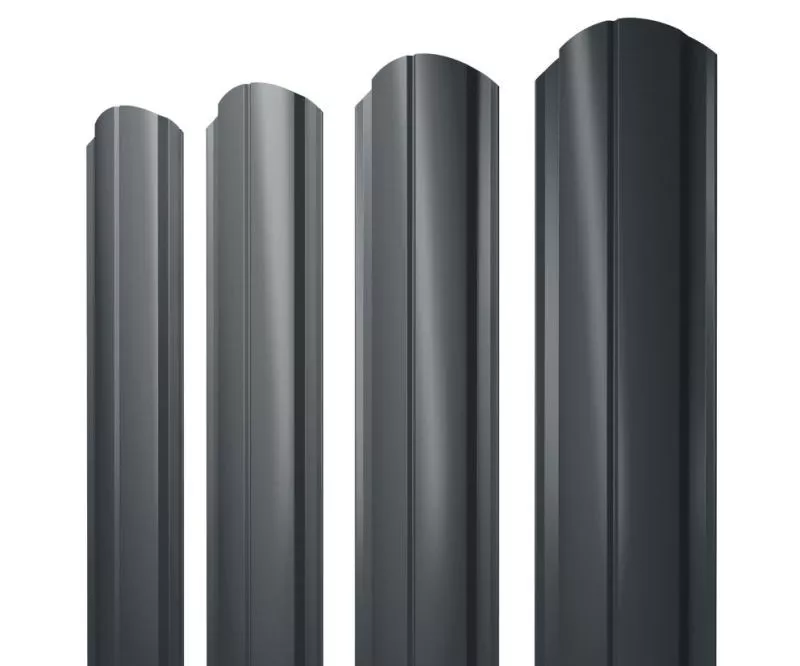 Штакетник Полукруглый Slim фигурный 0,5 Drap RAL 7016 антрацитово-серый купить в екатеринбурге