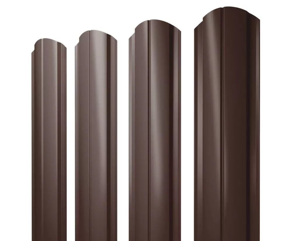 Штакетник Полукруглый Slim фигурный 0,5 Satin Matt RAL 8017 шоколад купить в екатеринбурге