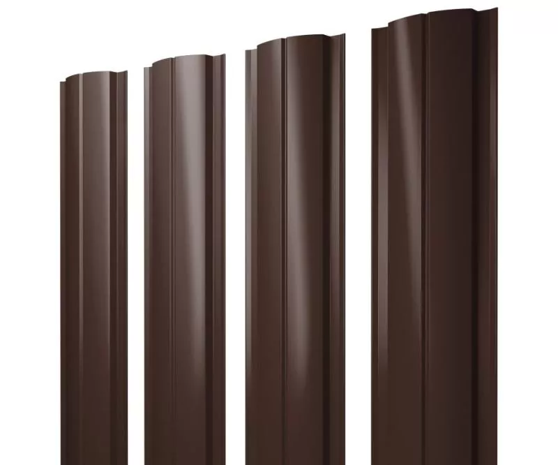 Штакетник Полукруглый Slim с прямым резом 0,45 Drap-double TX RAL 8017 шоколад купить в екатеринбурге