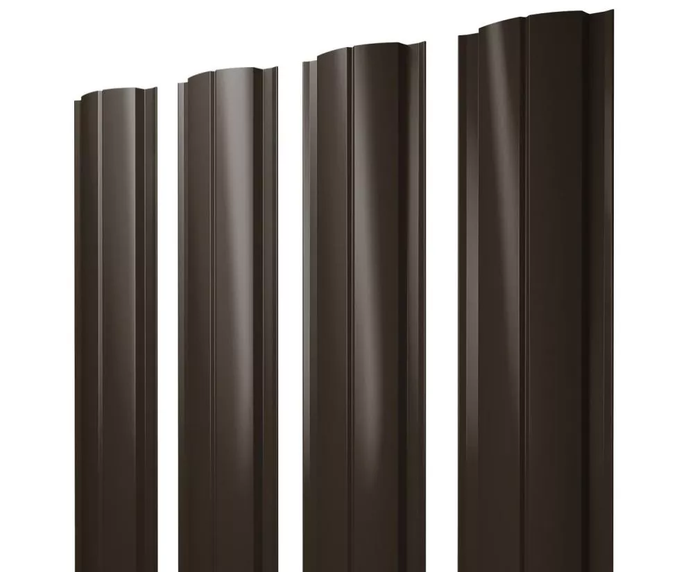 Штакетник Полукруглый Slim с прямым резом 0,45 Drap-double TX RR 32 темно-коричневый купить в екатеринбурге