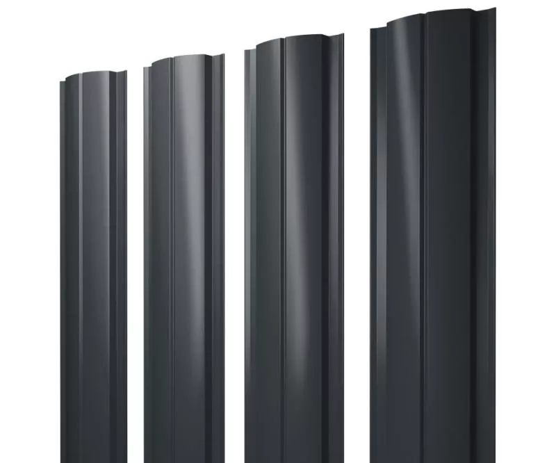 Штакетник Полукруглый Slim с прямым резом 0,45 Drap TR RAL 7016 антрацитово-серый купить в екатеринбурге