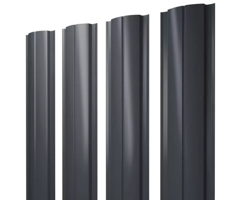 Штакетник Полукруглый Slim с прямым резом 0,45 Drap TR RAL 7024 мокрый асфальт купить в екатеринбурге