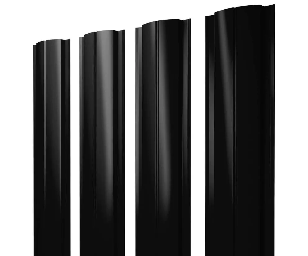 Штакетник Полукруглый Slim с прямым резом 0,45 Drap TX RAL 9005 черный купить в екатеринбурге