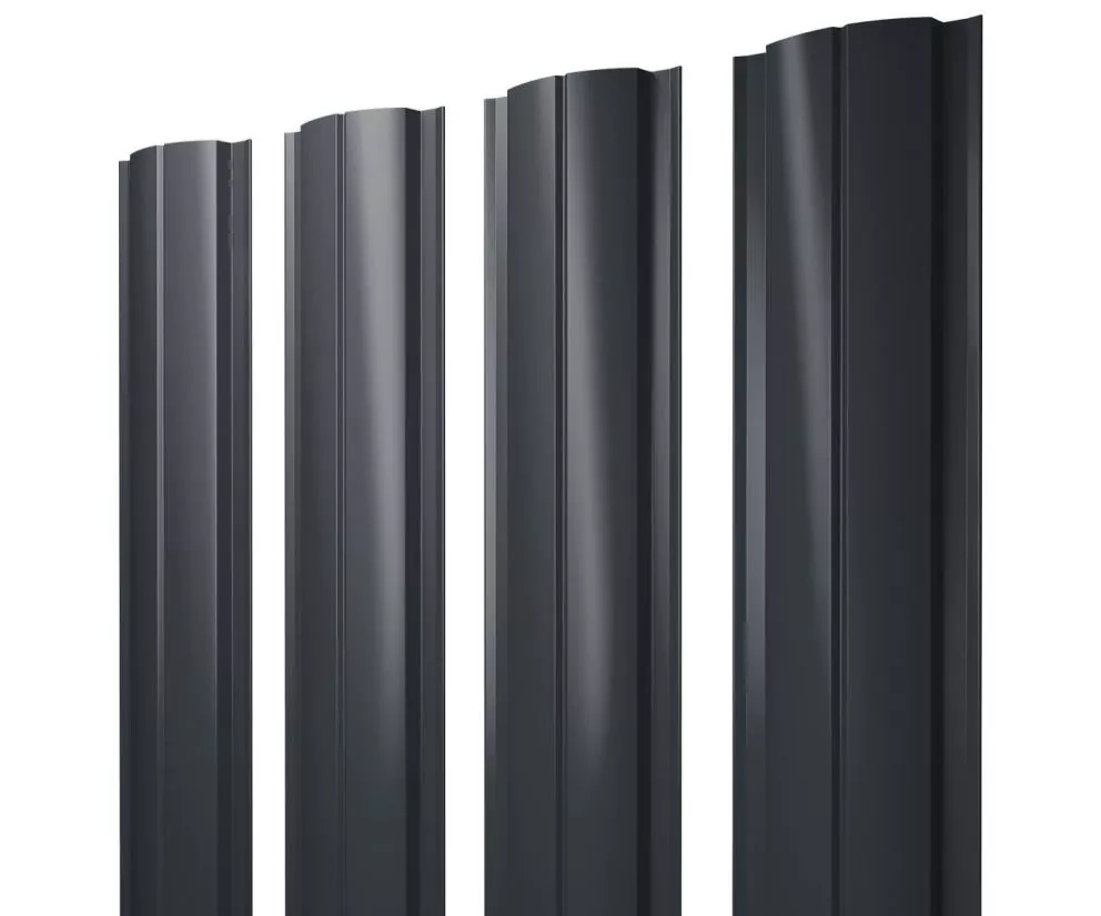 Штакетник Полукруглый Slim с прямым резом 0,45 PE-Double RAL 7016 антрацитово-серый купить в екатеринбурге