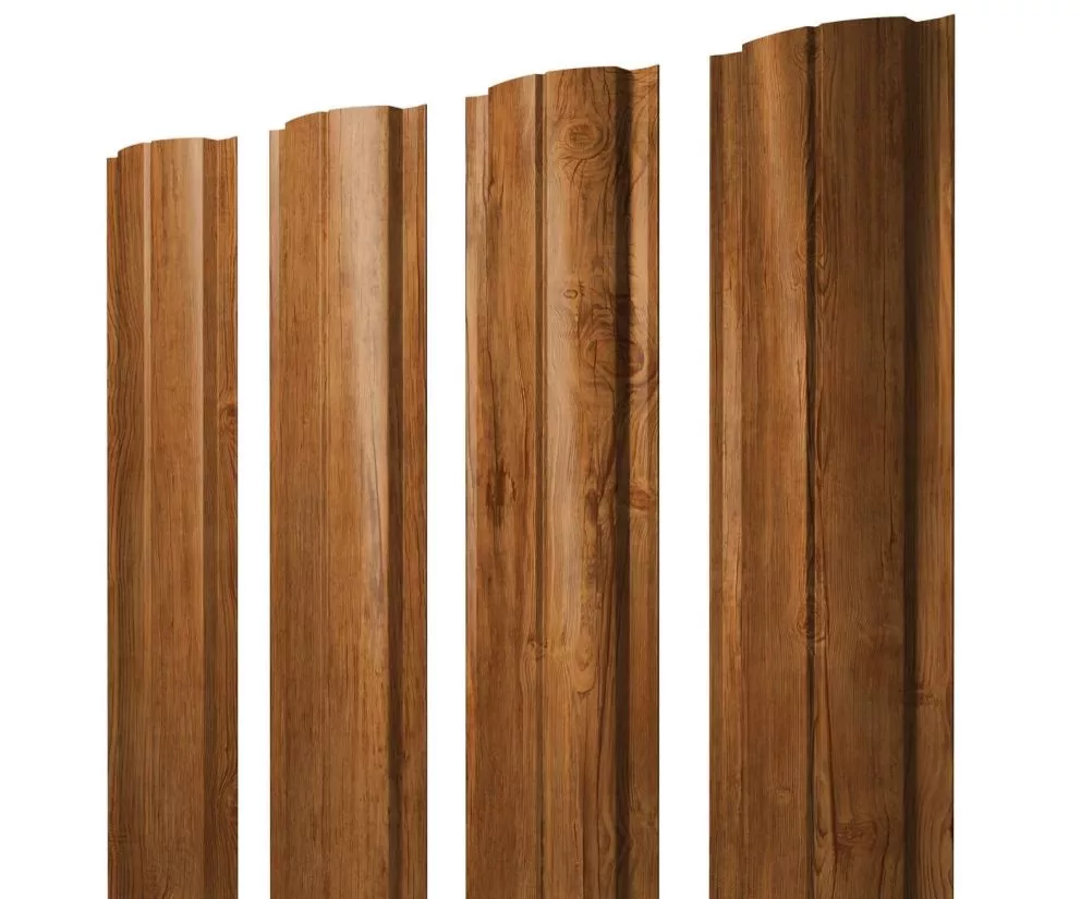Штакетник Полукруглый Slim с прямым резом 0,45 Print Elite Golden Wood TwinColor купить в екатеринбурге