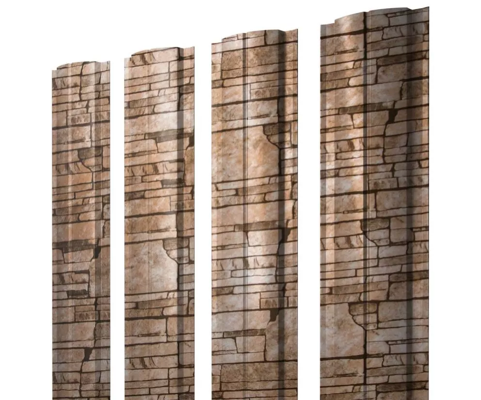 Штакетник Полукруглый Slim с прямым резом 0,45 Print Elite Sand Stone TwinColor купить в екатеринбурге