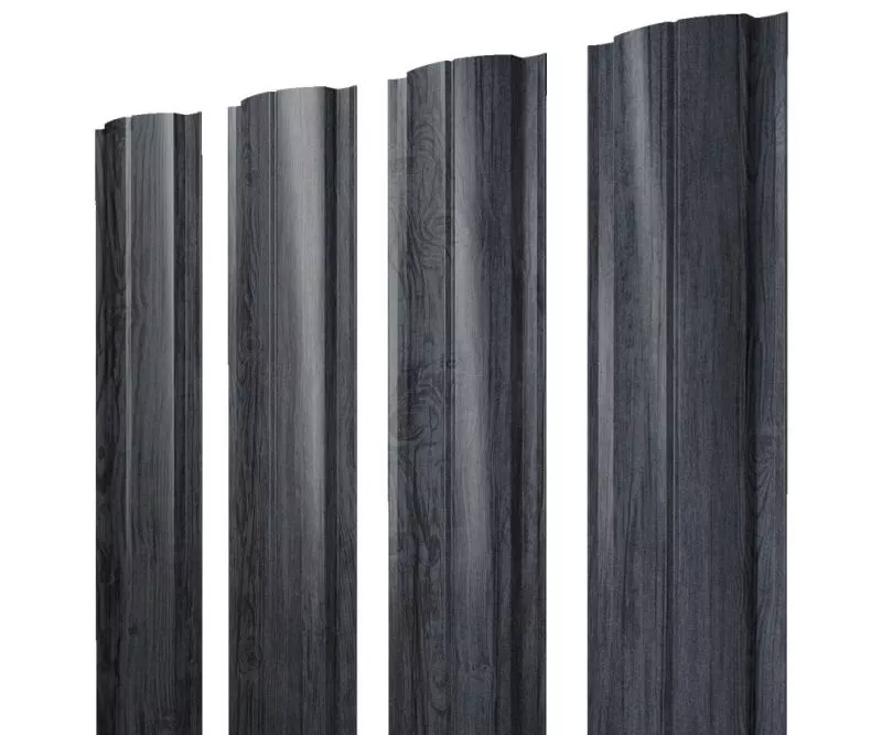 Штакетник Полукруглый Slim с прямым резом 0,45 Print Premium Grey Wood TwinColor купить в екатеринбурге