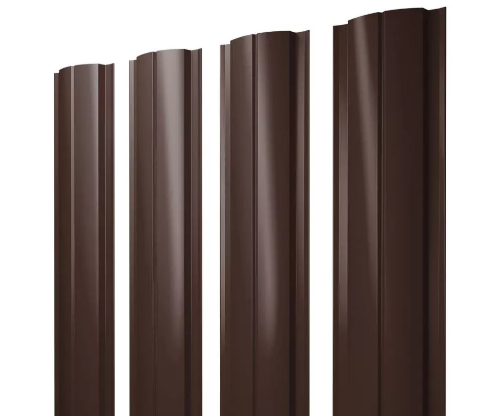 Штакетник Полукруглый Slim с прямым резом 0,5 Drap TX RAL 8017 шоколад купить в екатеринбурге