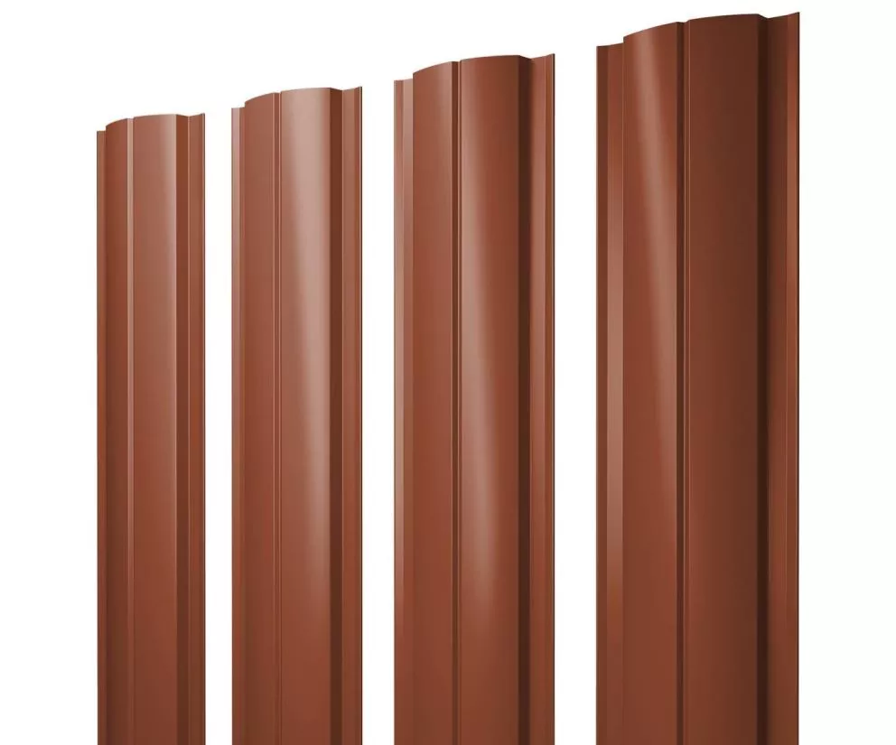 Штакетник Полукруглый Slim с прямым резом 0,5 Satin Matt TX RAL 8004 терракота купить в екатеринбурге