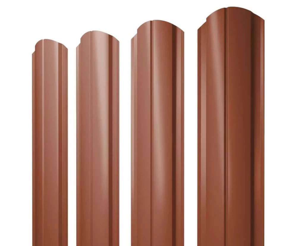 Штакетник Круглый фигурный 0,5 Satin Matt TX RAL 8004 терракота купить в екатеринбурге