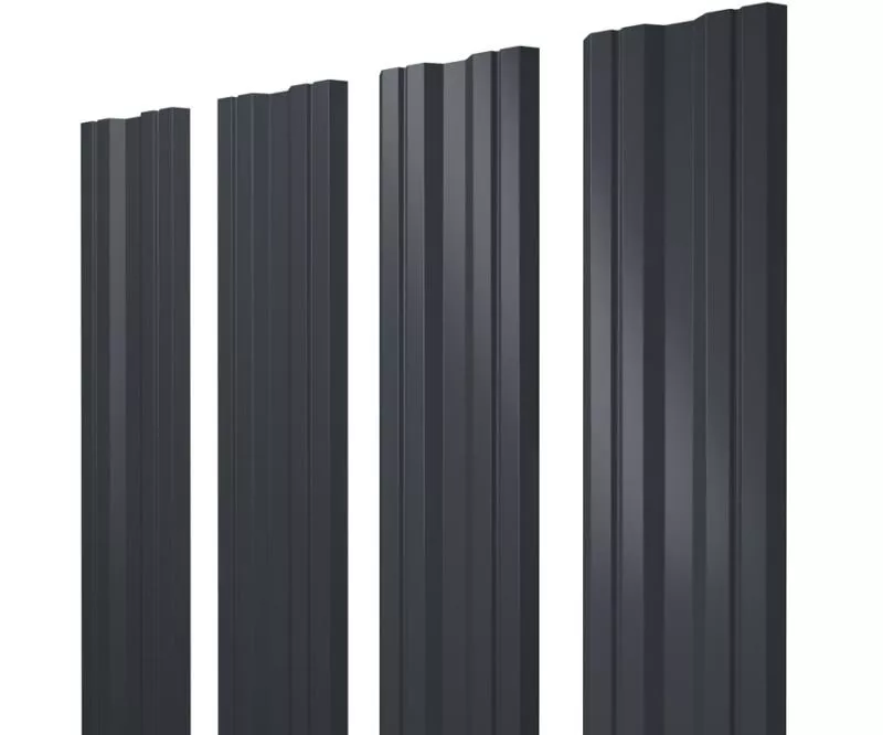 Штакетник Twin с прямым резом 0,5 Satin Matt TX RAL 7024 мокрый асфальт купить в екатеринбурге