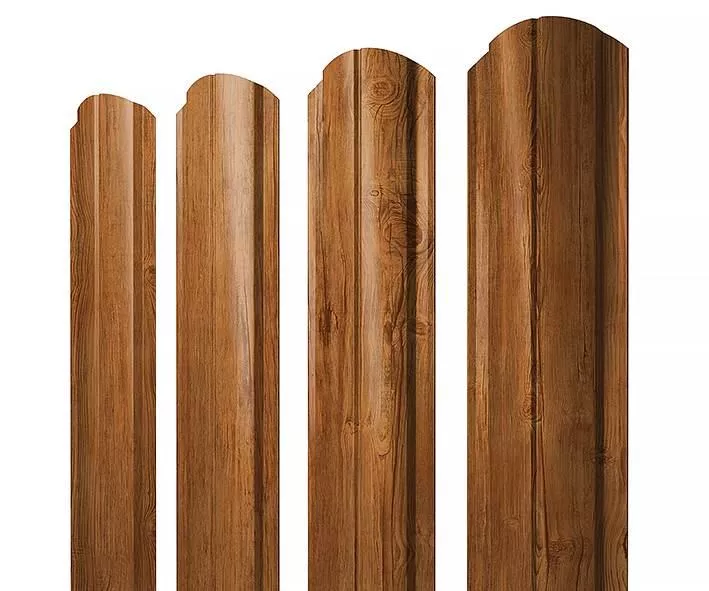 Штакетник Полукруглый Slim фигурный 0,4 Print Premium Golden Wood Fresh TwinColor купить в екатеринбурге
