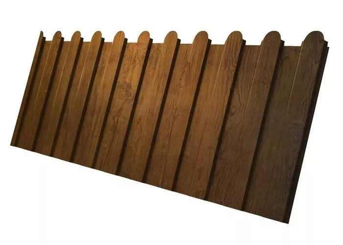 Профнастил C8 A для забора фигурный Grand Line Print-double Elite 0,45 мм Golden Wood Золотой Дуб купить в екатеринбурге