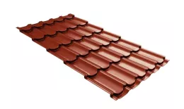 Металлочерепица Grand Line Квинта плюс (Kvinta Plus) 0,5 Satin Matt RAL 8004 терракота. Цена: 1182 руб. Артикул: GrandLineSM-8004