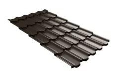 Металлочерепица Grand Line Kvinta Plus 3D 0,5 PurLite Matt RR 32 темно-коричневый купить в екатеринбурге
