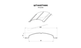 Штакетник металлический МЕТАЛЛ ПРОФИЛЬ ELLIPSE-T 19х126 NormanMP (ПЭ-01-RR32-0.5) купить в екатеринбурге